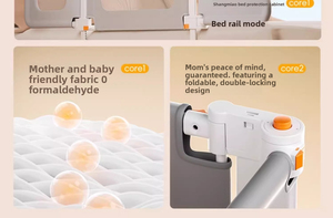 เตียงเด็กอ่อนแบบพกพา 3-in-1 พับได้ พร้อมราวกันตกแบบตาข่ายป้องกันการกระแทก ปรับระดับความสูงได้ ใช้ได้ทั้งเดินทางและที่บ้าน - Product Image 3