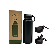 Bouteille d'eau de voyage en acier inoxydable à double paroi isolée sous vide, écologique, classique, 1000 ml (32 oz), couleur personnalisée, logo, 12-24h
