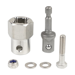 Kit adaptador de tornillo de acero inoxidable para gato de coche, elevación manual, especificación larga, material 304 - Product Image 1