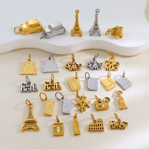 Pendentifs et Breloques en Acier Inoxydable et Zircon, Plaqué Or 18K, Design à Bande Ouverte, Tendance pour Femmes, Vente Directe Usine - Product Image 1