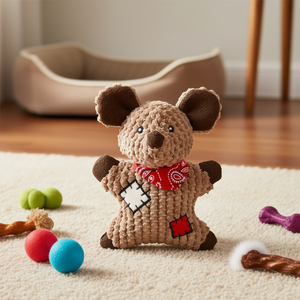 Souris en tissu avec patchs, jouet couineur pour animaux de compagnie, 19 cm - Product Image 3