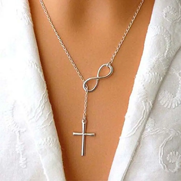 Fashion Popular Unique Design Infinity Cross Shape Pendant Necklace For Women