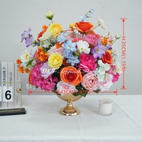 Roses artificielles en soie réalistes de haute qualité DKB, hydrangeas, boule de fleurs dorée, toucher réel, taille personnalisable pour table de mariage