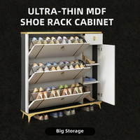 Meuble d'entrée moderne Dareko grande capacité, étagère à chaussures ultra-mince en MDF, style Tucker, pliable, gain de place, pour salon