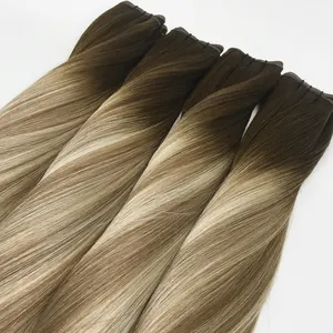 New Weft Virgin Cuticle Double Drawn No Mustache Invisible Human Genius Hair Extensions Weft