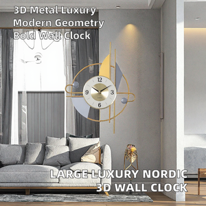 Large Creative Fashion Nordic Modern Iron Single Face Wall Clock for Living Room Home Decor Elegant Minimalist Design Collection - Product Image 2