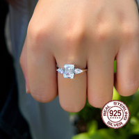 Bijoux fins classiques, bague en argent sterling 925, zircone cubique blanche de 6 mm, coupe princesse, pour femmes, mariage, soirée