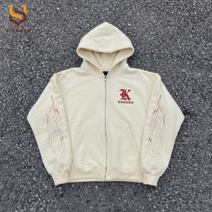 Custom <b>Y2K</b> Streetwear Acid Wash Oversized Zip up Hoodie Set Vintage Faded Embroidery Flame Graphic Heavyweight Cotton <b>Tracksuit</b> - Product Image 2