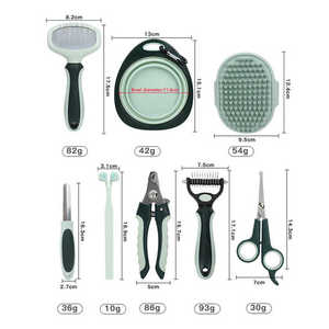 कस्टम लोगो लक्जरी स्टेनलेस स्टील 8-इन-1 पालतू ग्रोमिंग किट कुत्तों के लिए बिल्लियों के नाखून कैंची को कंघी करता है - Product Image 5