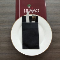 Serviettes en papier Airlaid noires avec poche pour couverts, serviettes de table, serviettes en papier