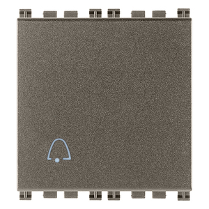 Botón de timbre metálico 1P 10A 2M con icono de campana y acabado gris - Product Image 1