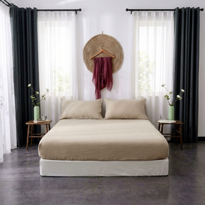 Juego de Ropa de Cama de Lino 100% Jacquard Estampado de Doble Cara, Ecológico, 3 Piezas, Transpirable, 400 Hilos, Resistente al Agua, Estilo Moderno - Product Image 1