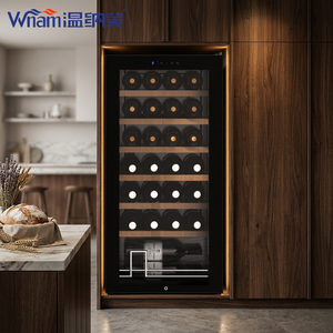 Enfriador de Vino con Compresor para 28 Botellas, 110V~240V, Acero Inoxidable Negro, Independiente, Empotrable, para el Hogar - Product Image 1