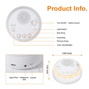 Máquina de Ruido Blanco con Luz Nocturna Recargable, Máquina de Sonido para Dormir Portátil, Función de Luz, Dispositivo de Ayuda para Dormir - Product Image 5
