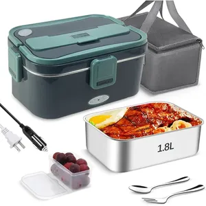 Multi function 1.8L Green Electric Lunch Box Food Warmer, Portable Heated Electric Lunch Box With Spoon