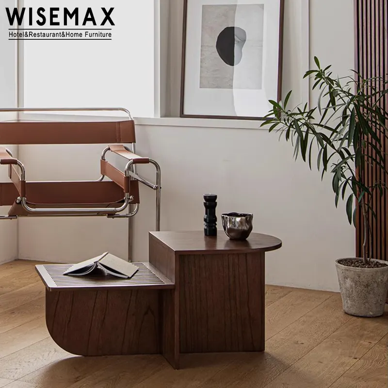 WISEMAX FURNITURE Table d'angle moderne de style ancien meubles de maison en bois massif table centrale en forme de bateau noir pour le salon