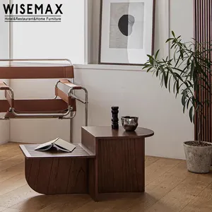 WISEMAX MÖBEL Moderner Eck tisch im alten Stil Wohn möbel Massivholz Schwarz Boot geformter Mittel tisch für das Wohnzimmer