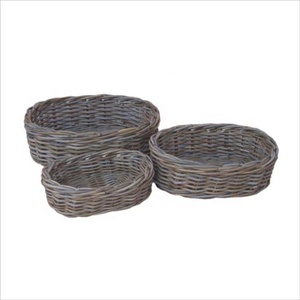 Handmade Natural <b>Wicker</b> Storage <b>Basket</b> Set Eco Friendly Rattan Fruit Tray Desktop Organizer Decorative Oval Bread <b>Basket</b> Set - Product Image 1