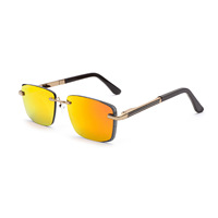 Lunettes de soleil polarisées sans monture carrées, monture en métal doré, style rétro hip-hop, lunettes de luxe
