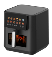Friteuse à air numérique familiale 1700W 9L avec écran tactile, chauffage unique 360°, décoration argentée et fenêtre de visualisation