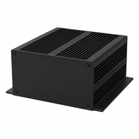Boîtier de commande en aluminium noir mat 116*53*130mm avec trois ailettes de refroidissement et indice de protection IP54 pour alimentation électrique, amplificateur, équipement