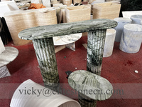 Table console moderne de luxe en marbre vert jade avec base cylindrique cannelée, table d'appoint en marbre, meuble console ovale pour hall d'entrée