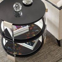 Table console ronde en acrylique de luxe italienne, mobilier de salon minimaliste moderne avec base en verre