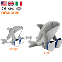 Peluche personnalisée en coton PP brodée, super douce, motif requin mignon, 11-30 cm, pour enfants - Grande vente