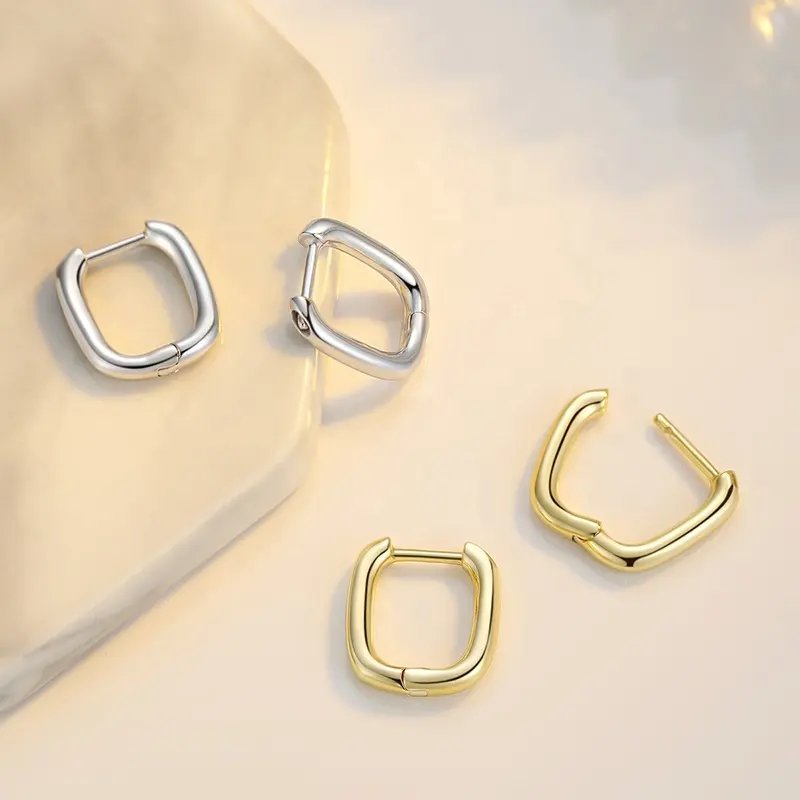 Huggie-pendientes de aro de Plata de Ley 925 con zirconia cúbica, joyería fina de lujo, a la moda, para mujeres