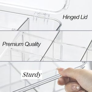 Modern Square Acrylic Wicker Kitchen Storage Box Transparent Food Storage Stackable Multifunction Small <b>Card</b> Organizer Lid <b>Table</b> - Product Image 5