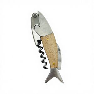 Sacacorchos de Acero Inoxidable con Mango de Madera de Caucho, Práctico - Product Image 1