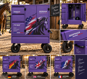 Caisse de rangement mobile pour équipement équestre, <span class=keywords><strong>chariot</strong></span> de transport pour sellerie, armoire de rangement pour équipement de cheval - Product Image 6