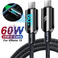 PD 60W Type-C 3A Câble de charge rapide PVC USB 3.0 pour appareil photo Téléphones mobiles Tablettes