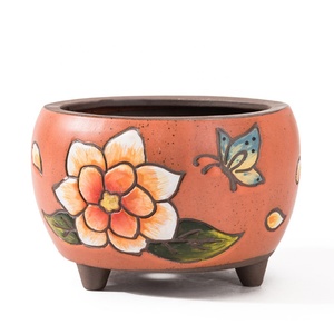 Maceta de cerámica para plantas, diseño Floral pintado a mano, suculenta, <span class=keywords><strong>Cactus</strong></span>, bonsái, maceta para flores - Product Image 5