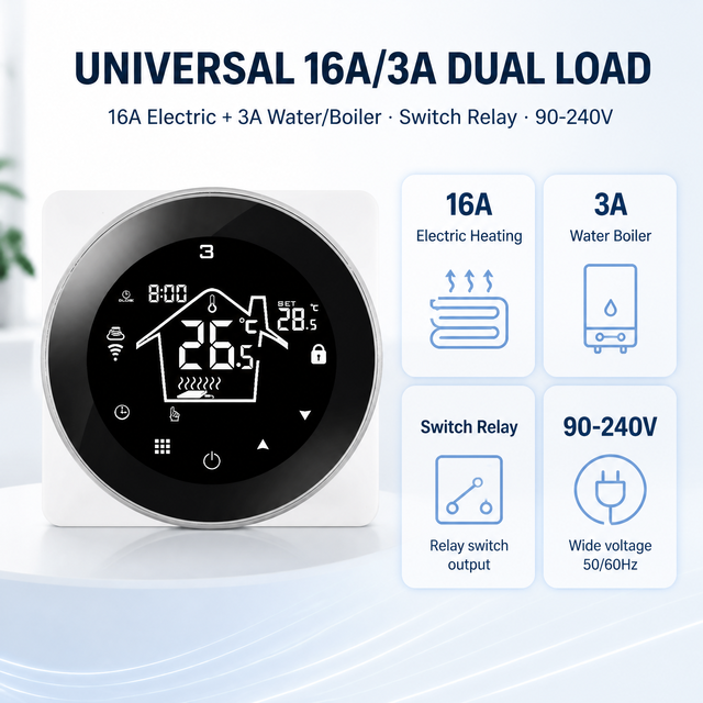 WiFi Thermostat Programmable Thermostat 16A Electric Heating  APP Remote Control with LCD Touchscreen/ Children Lock