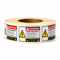 Étiquettes d'avertissement industrielles haute tension personnalisées, rouleau de vinyle imperméable avec laminage mat résistant aux UV, autocollant de sécurité électrique