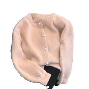 Flauschige Kurze Mohair-Strickjacken für Mädchen, Locker Geschnittene Offene Kurze Oberteile, Strickpullover mit Knöpfen für Damen - Product Image 1