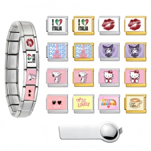 Pulseras de Charms Italianas al por Mayor, Pulsera de Charms Italiana Personalizada, Pulsera de Acero Inoxidable, Joyería de Moda, Regalo para el Día de San Valentín - Product Image 1