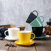 Ensemble tasse et soucoupe à cappuccino en céramique européenne 470cc, écologique, sans BPA, classique, minimaliste, avec anse et glaçure épaisse, pour latte art