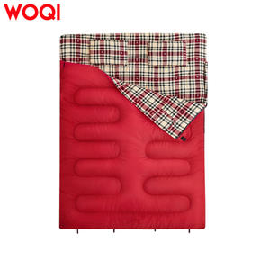 Saco de dormir doble Woqi 86.6x59 pulgadas, tipo sobre, de algodón, para acampar en invierno, para adultos, transpirable, de poliéster, rojo. - Product Image 2