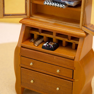 1:12 escala de alta calidad de madera Mini casa de muñecas muebles DIY estilo juguete Micro estudio escena librería y gabinete Vertical - Product Image 3