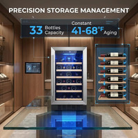 Enfriador de Vino Integrado con Compresor, 15 Botellas, Puerta de Vidrio, Iluminación LED, Zona Única, Temperatura Constante, Clase C, OEM