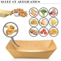 Barquettes alimentaires en papier robustes, modèle bateau monobloc, idéales pour les frites, les corn-flakes, les snacks, les hot-dogs et les tortillas de maïs