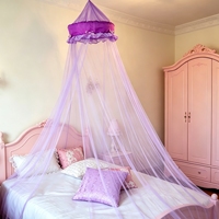 Moustiquaire de lit pliable en tulle à volants et nœuds, style lavande, pour berceau de bébé, rideau suspendu au plafond, décoration esthétique pour chambre d'enfants et de filles