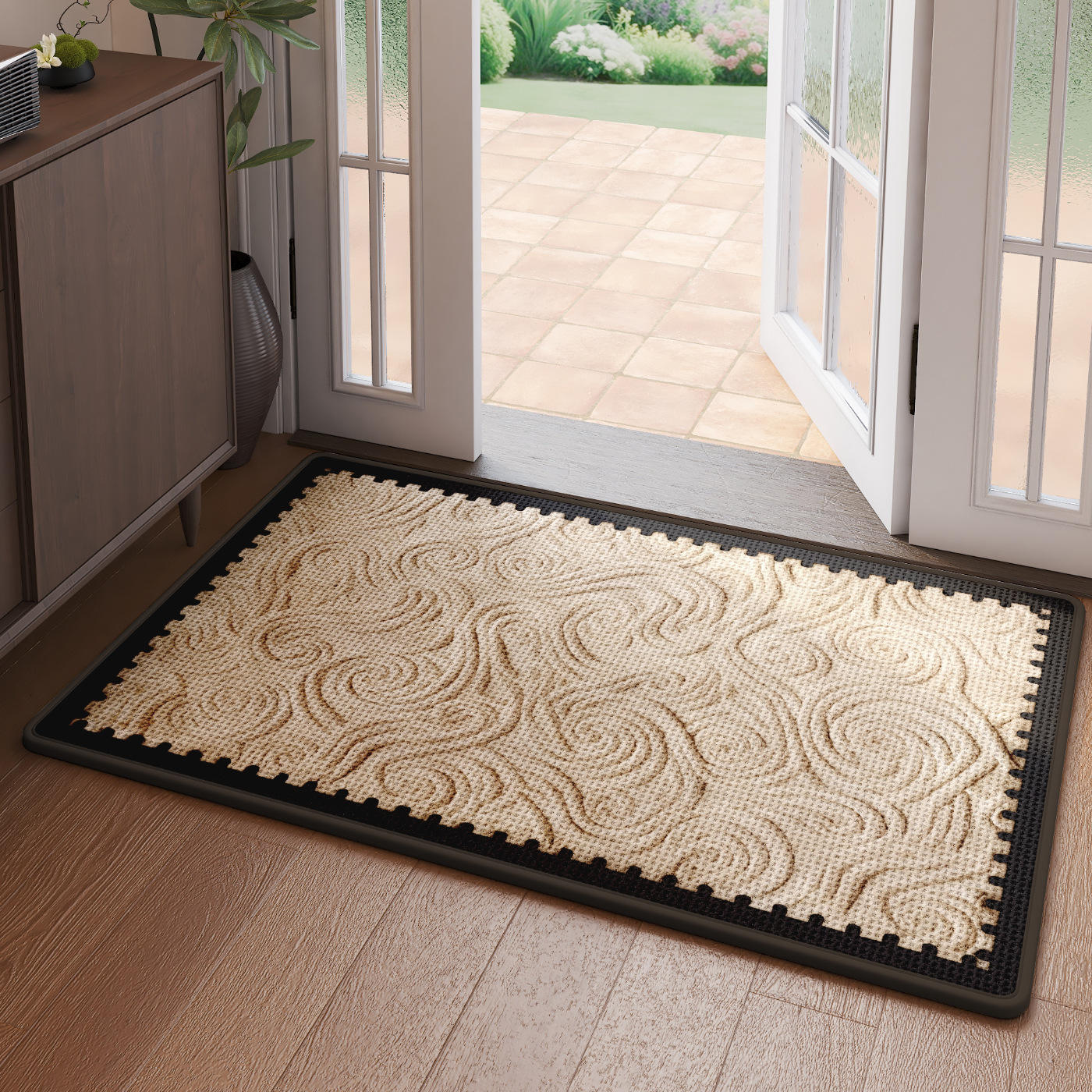 Base de goma de lino - papel con estampado de nubes