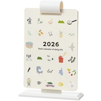 Kalender Meja Kecil Segar dengan Jam, Halaman Dapat Ditulis, Karton Putih 300G, Cetak Kustom OEM/ODM