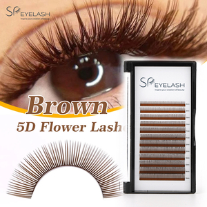 Extensions de cils SP EYELASH Brown Spikes Matte Black 5D, cils effet naturel, extensions de cils 5D en forme de fleur - Product Image 1