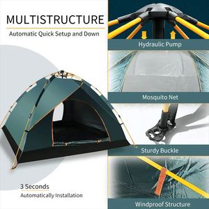Tente de camping automatique instantanée imperméable pour 2-3/3-4 personnes, personnalisable, pour l'extérieur - Product Image 2