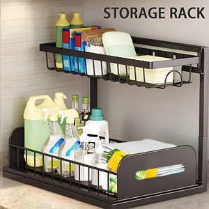 <span class=keywords><strong>Sous</strong></span> l'évier 2 niveaux coulissant armoire panier organisateur tiroir extractible armoire multi-usages évier organisateur pour salle de bain cuisine - Product Image 6
