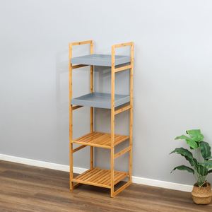 Estante de Almacenamiento Gris Resistente de 4 Niveles, Estantería de Bambú para Cocina, Baño, Sala de Estar - Product Image 2